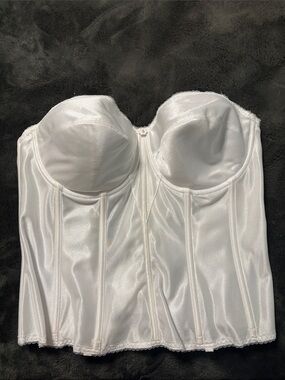 Dominique White Strapless Satin Bustier with Boning